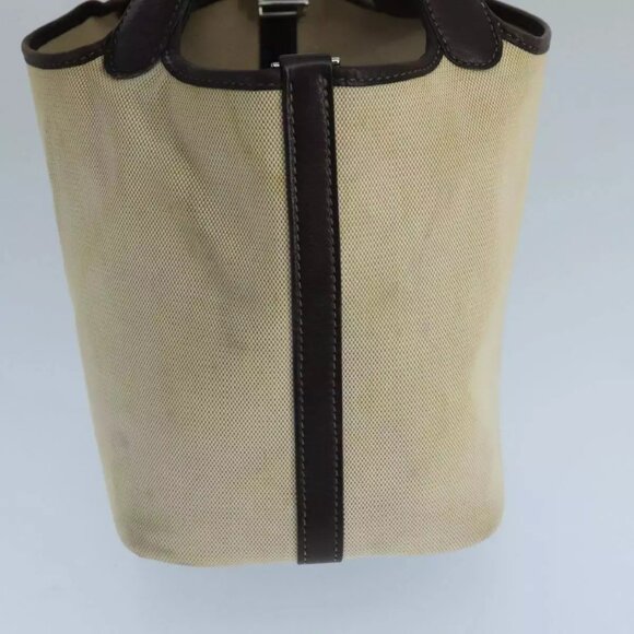 HERMES Picotan PM Hand Bag Canvas Beige Auth - Picture 10 of 14